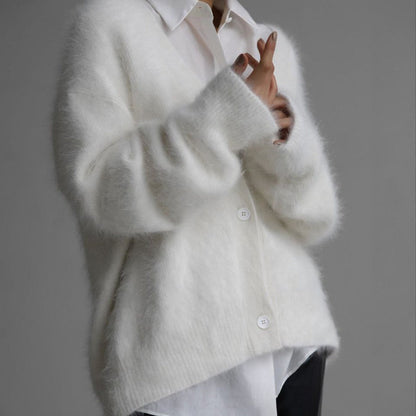 NIVANOO | Cardigan à Boutons Col V en Maille Douce