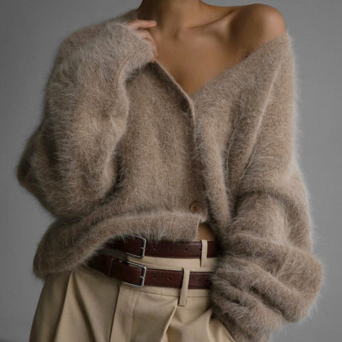 NIVANOO | Cardigan à Boutons Col V en Maille Douce