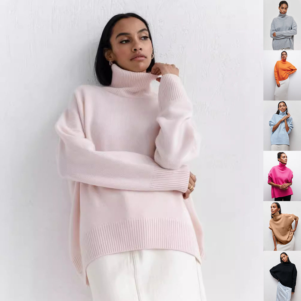 NIVANOO | Pull Col Roulé Hiver Uni Épais