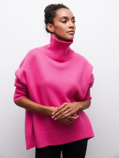 NIVANOO | Pull Col Roulé Hiver Uni Épais